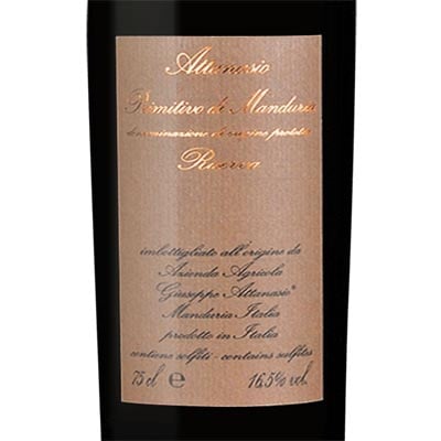Attanasio Primitivo di Manduria Riserva Puglia 2017