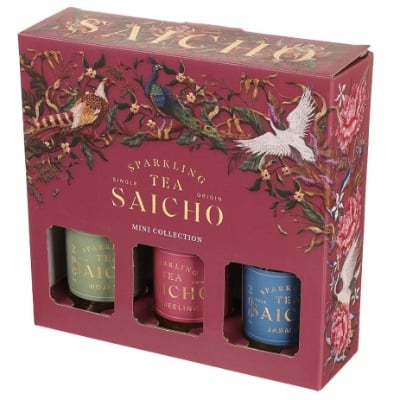 Saicho Mini Collection Sparkling Tea - Darjeeling, Hojicha, Jasmine 200ml (Gift Box)