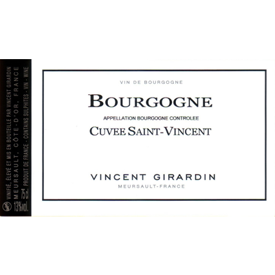 Vincent Girardin Bourgogne Blanc Cuvee Saint Vincent Burgundy 2018